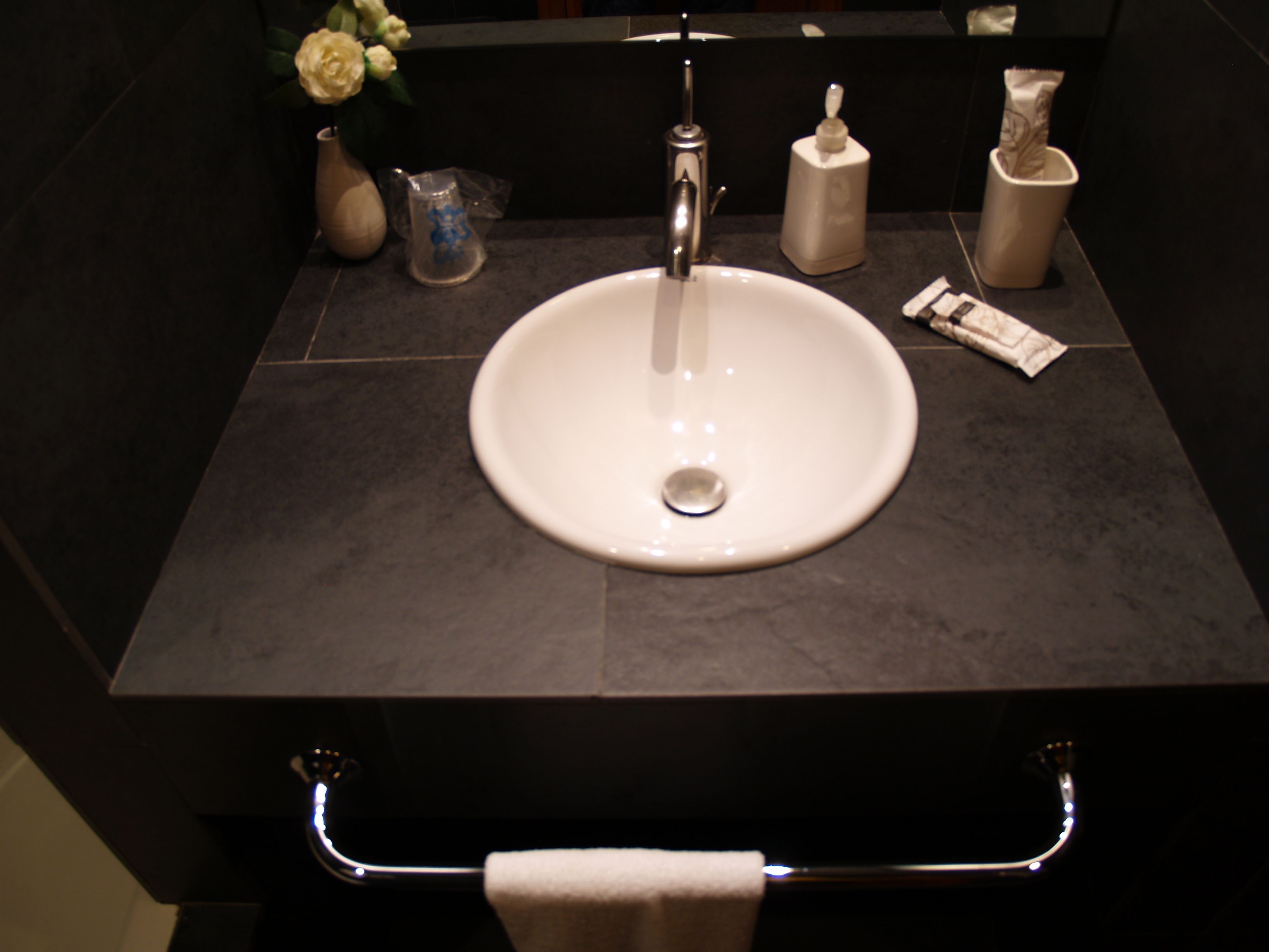 free toiletries, hair dryer, towels