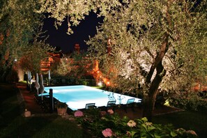 Outdoor pool, pool loungers
