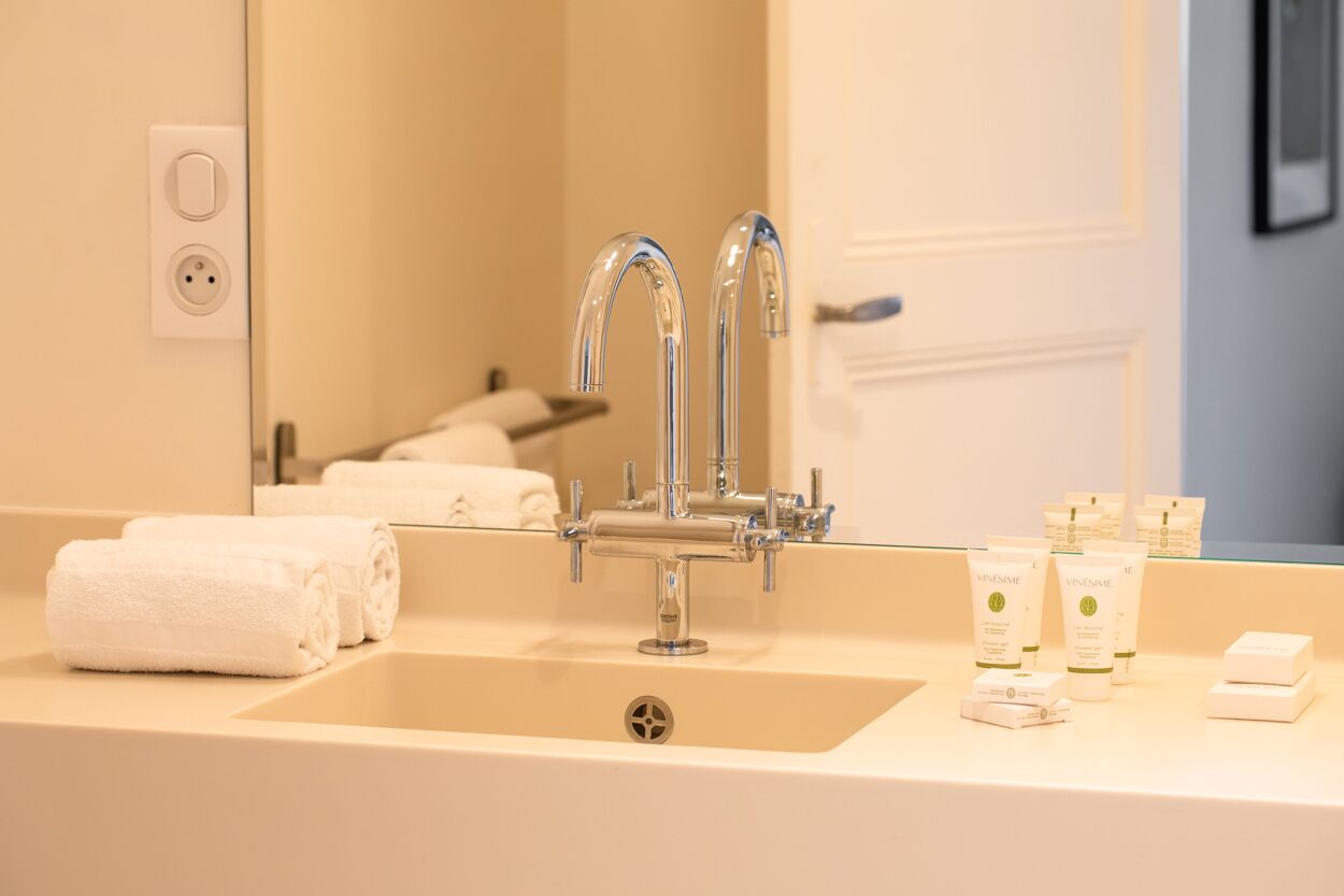 free toiletries, hair dryer, towels