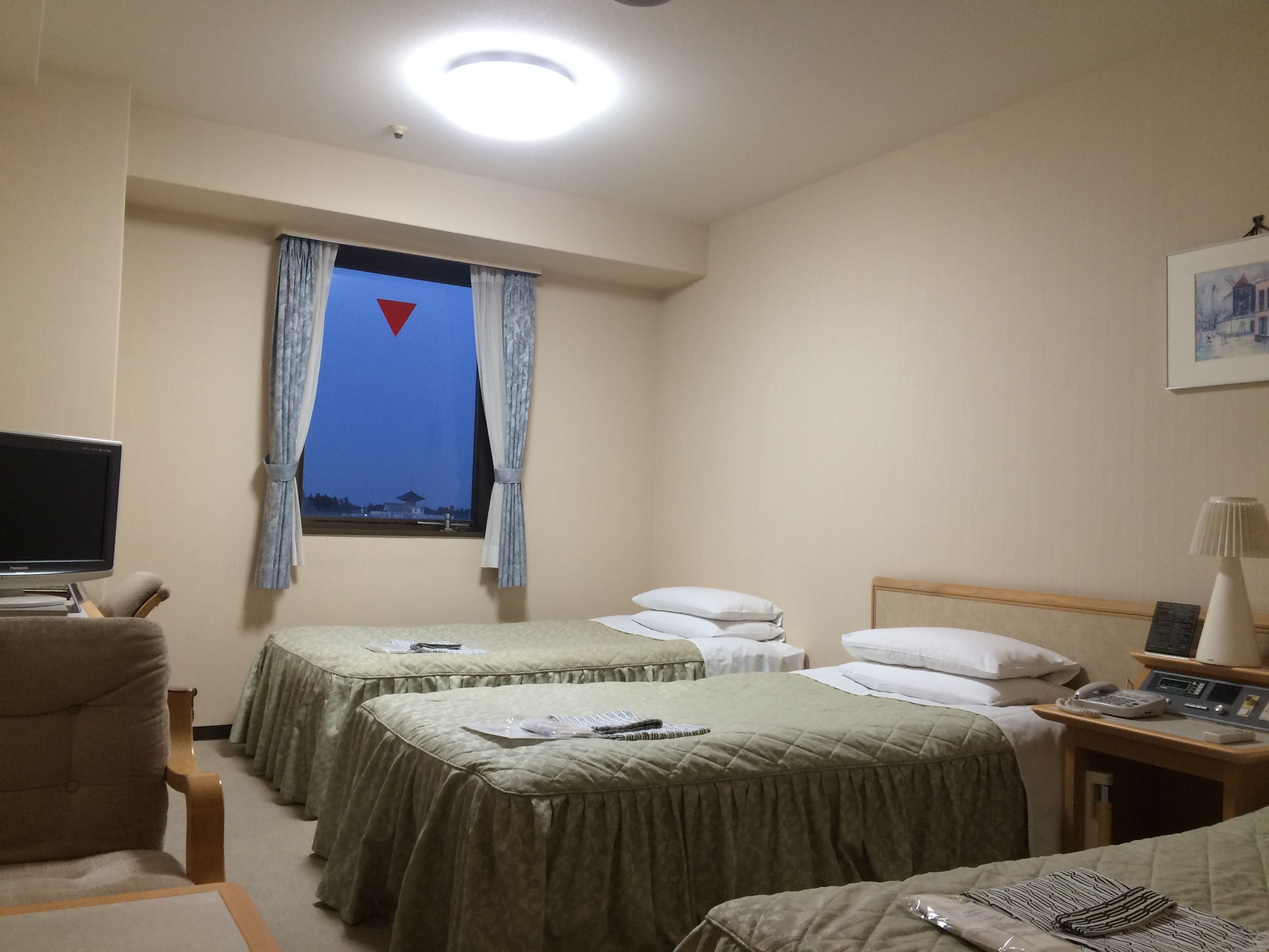 down duvets, desk, blackout curtains, iron/ironing board