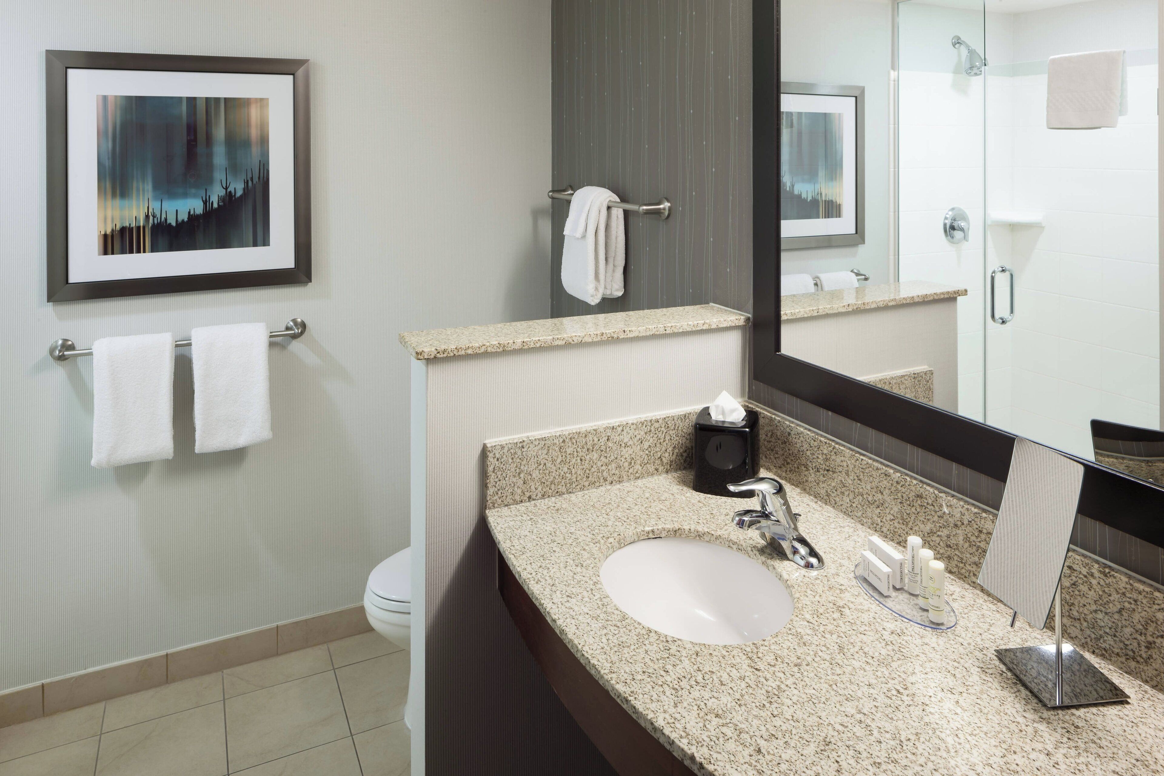 free toiletries, hair dryer, towels, soap