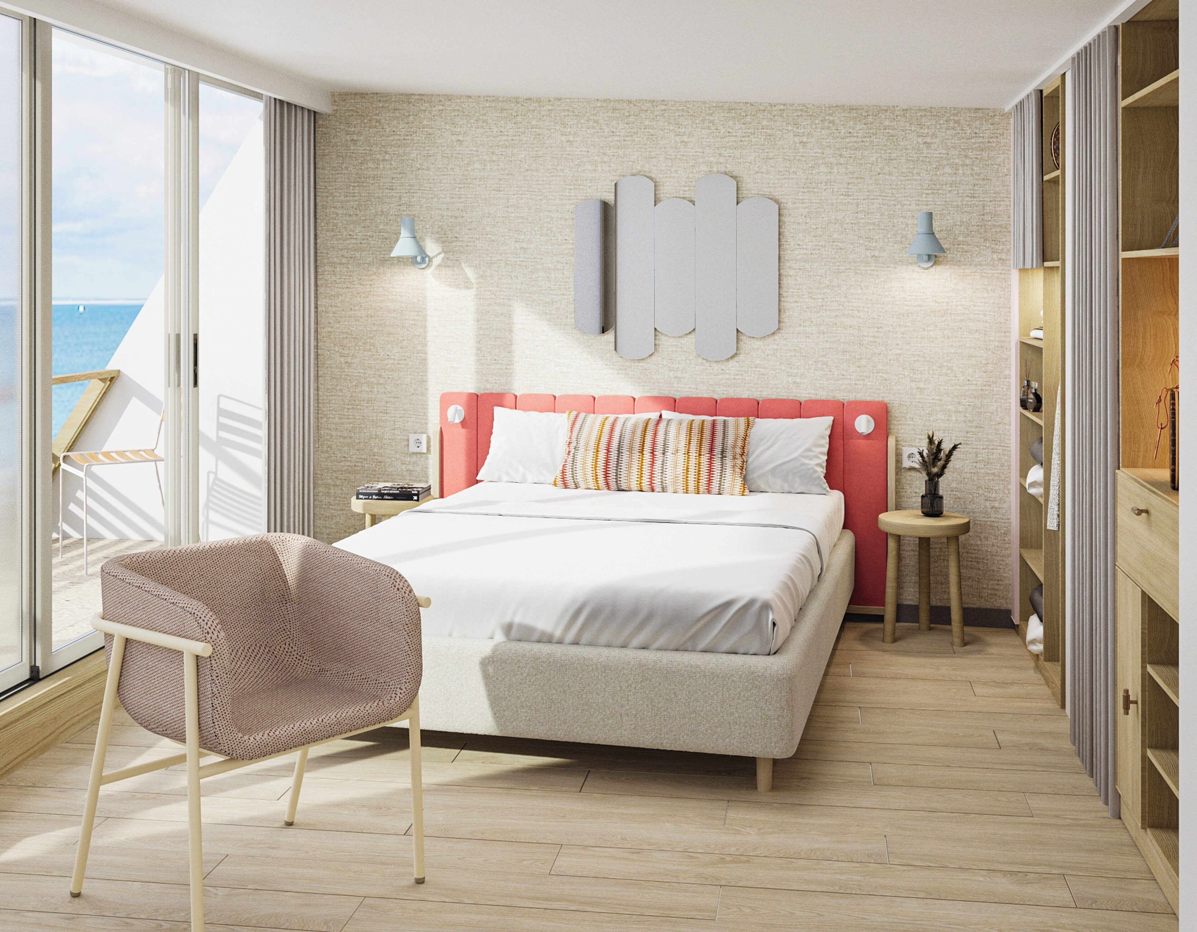 Habitación superior, 1 cama Queen size, vista al mar | Cortinas blackout, cunas gratuitas y ropa de cama 