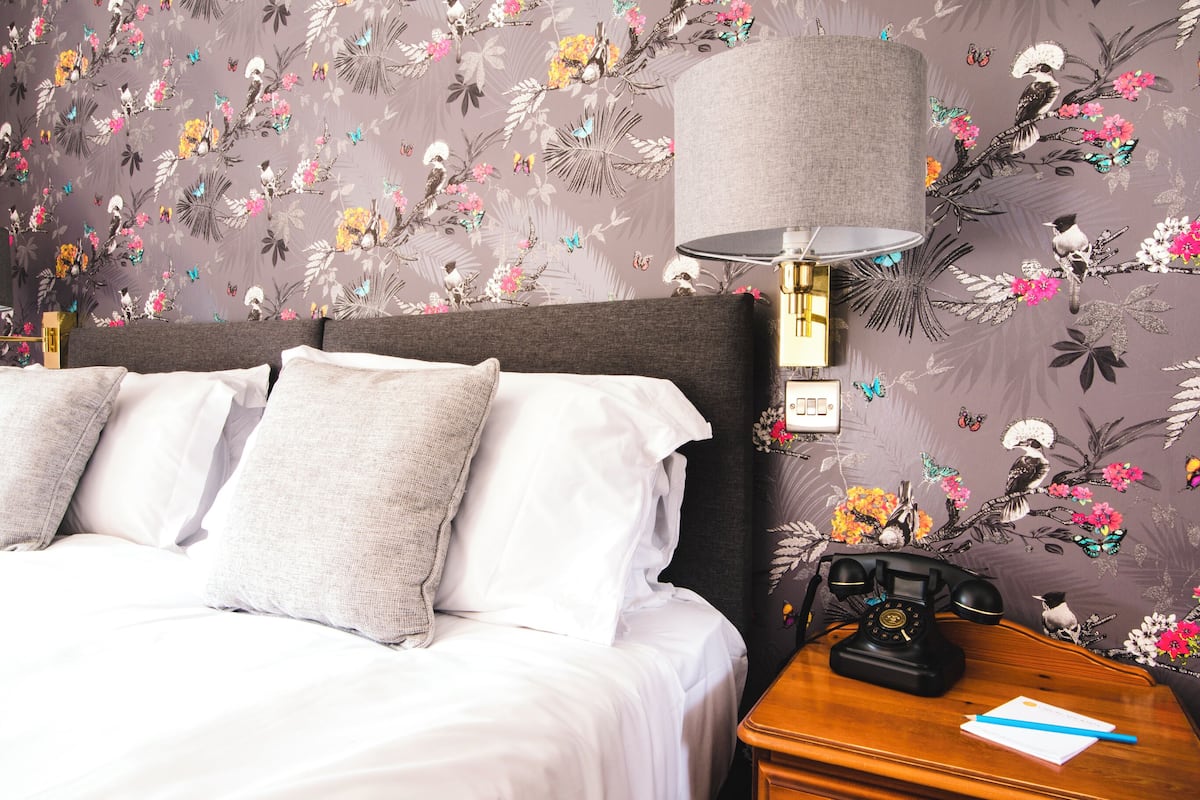 Premium bedding, desk, blackout drapes, iron/ironing board