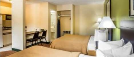 Standard Room, 2 Double Beds, Non Smoking | Desk, iron/ironing board, free WiFi, bed sheets