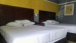 Double Room, 2 Queen Beds, Non Smoking | Desk, WiFi (free), bed sheets - Riviera Motel (Anaheim)
