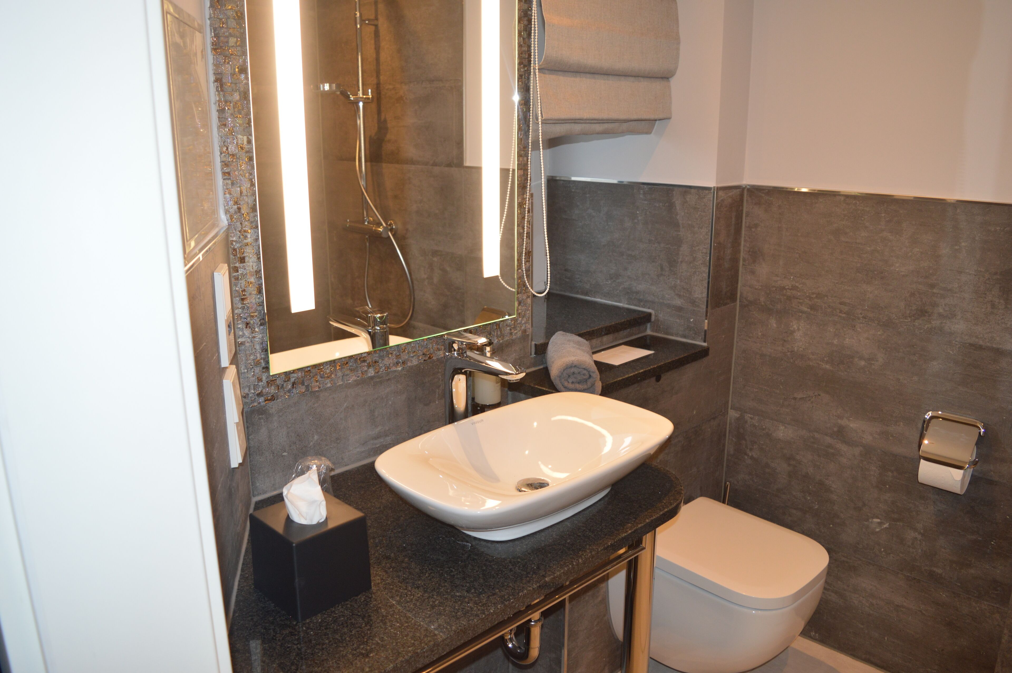 single room | bathroom | shower, hair dryer, towels