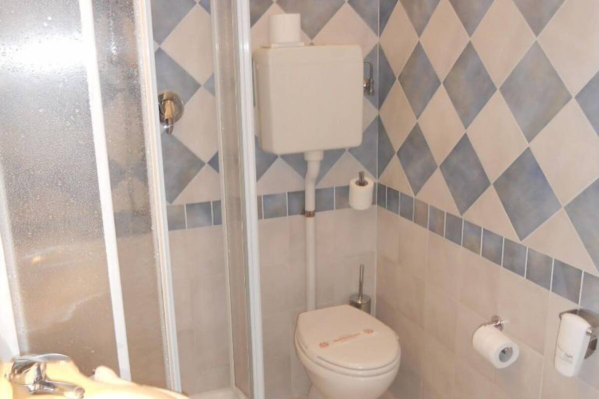 triple room | bathroom | shower, hair dryer, bidet, towels
