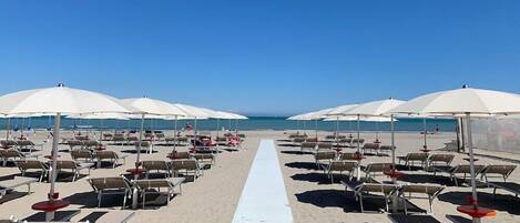 Sun-loungers, beach umbrellas