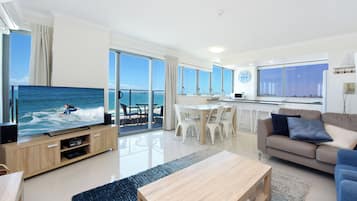 Flat-screen TV, DVD player