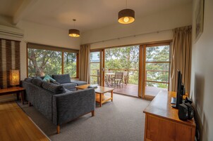 Chalet, 2 Bedrooms, Ocean View | Living area | TV, DVD player