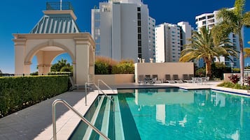 Outdoor pool, sun loungers