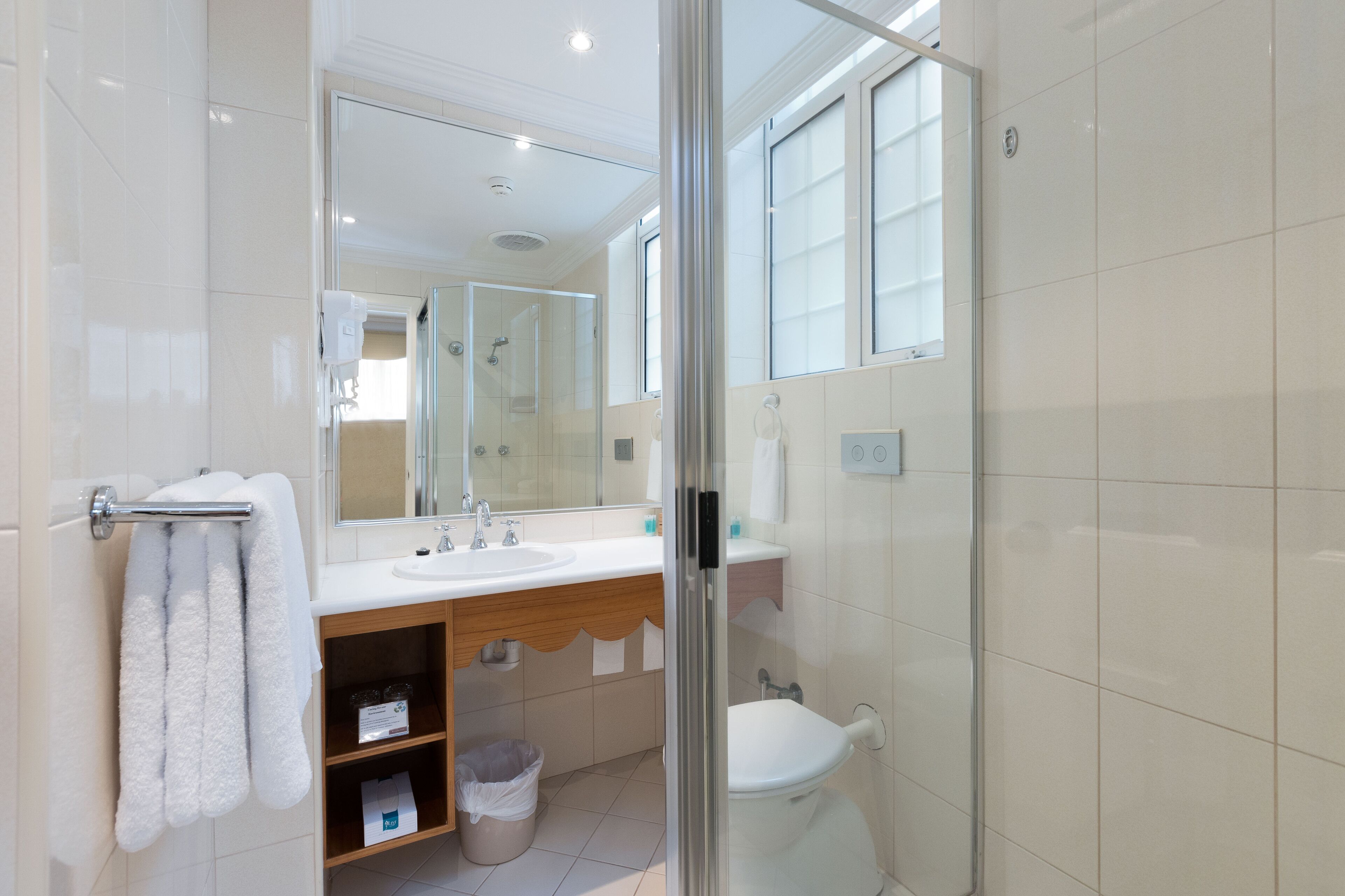 free toiletries, hair dryer, towels, soap