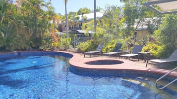 Outdoor pool, sun loungers