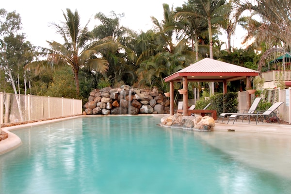Outdoor pool, pool loungers