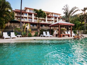 Outdoor pool, pool loungers