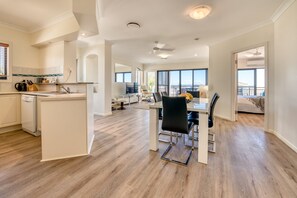 Premium Apartment, 3 Bedrooms, Ocean View, Sea Facing | Living area | 60-inch TV with cable channels - The Point Coolum Beach (Coolum Beach)