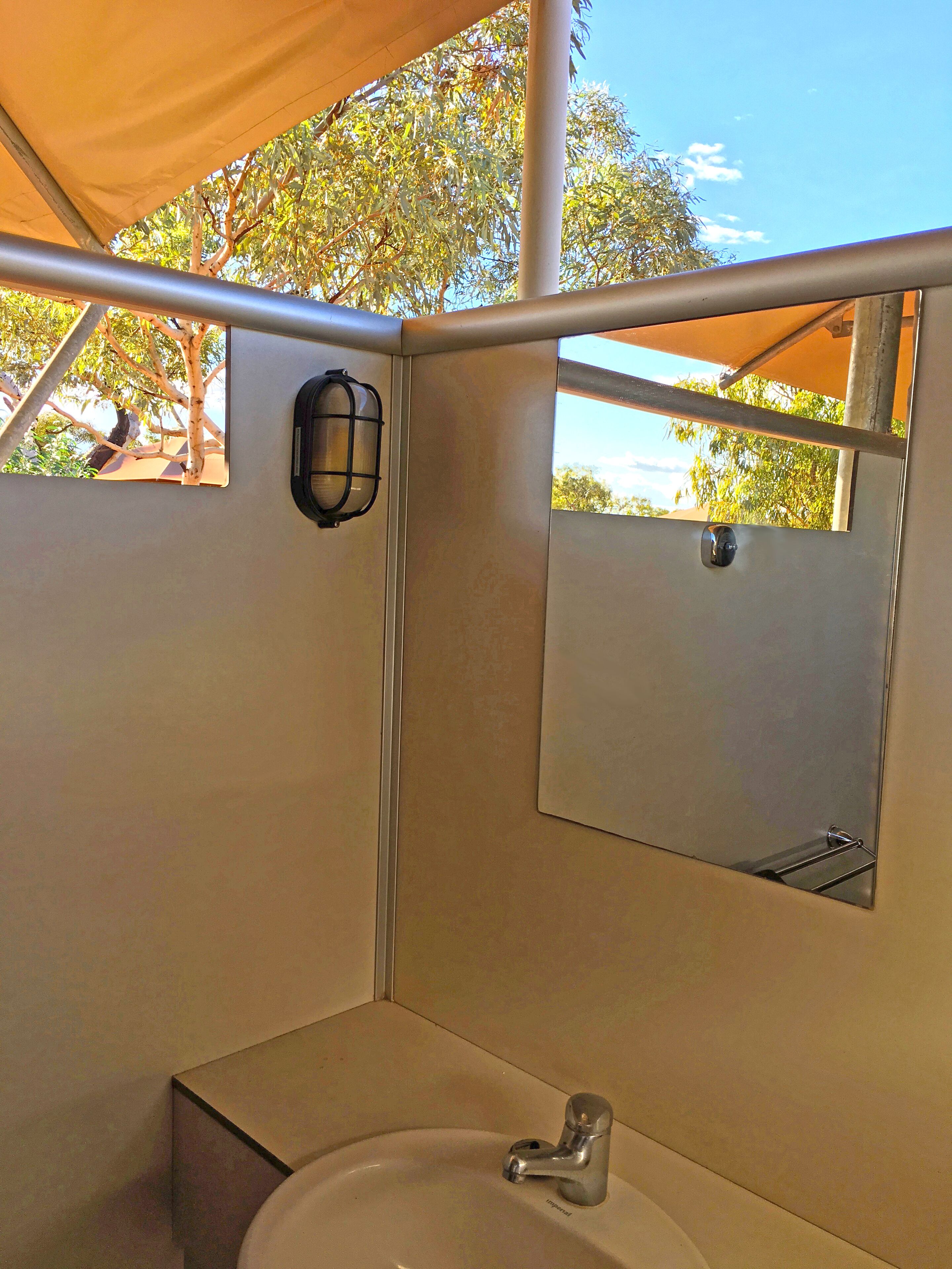 deluxe eco tent triple/quad | bathroom | shower, free toiletries, towels, soap