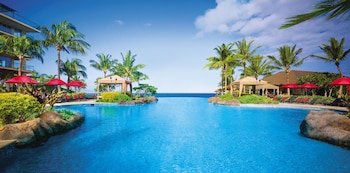 4 outdoor pools, open 8:00 AM to 10:00 PM, cabanas (surcharge) at OUTRIGGER Honua Kai Resort & Spa