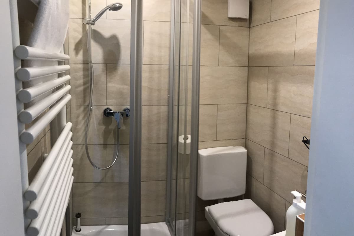 standard single room, annex building (50m) | bathroom | hair dryer, towels