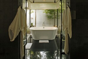 One-Bedroom Luxury Pool Villa with Free Airport Transfer | Bathroom | Separate bathtub and shower, rainfall showerhead