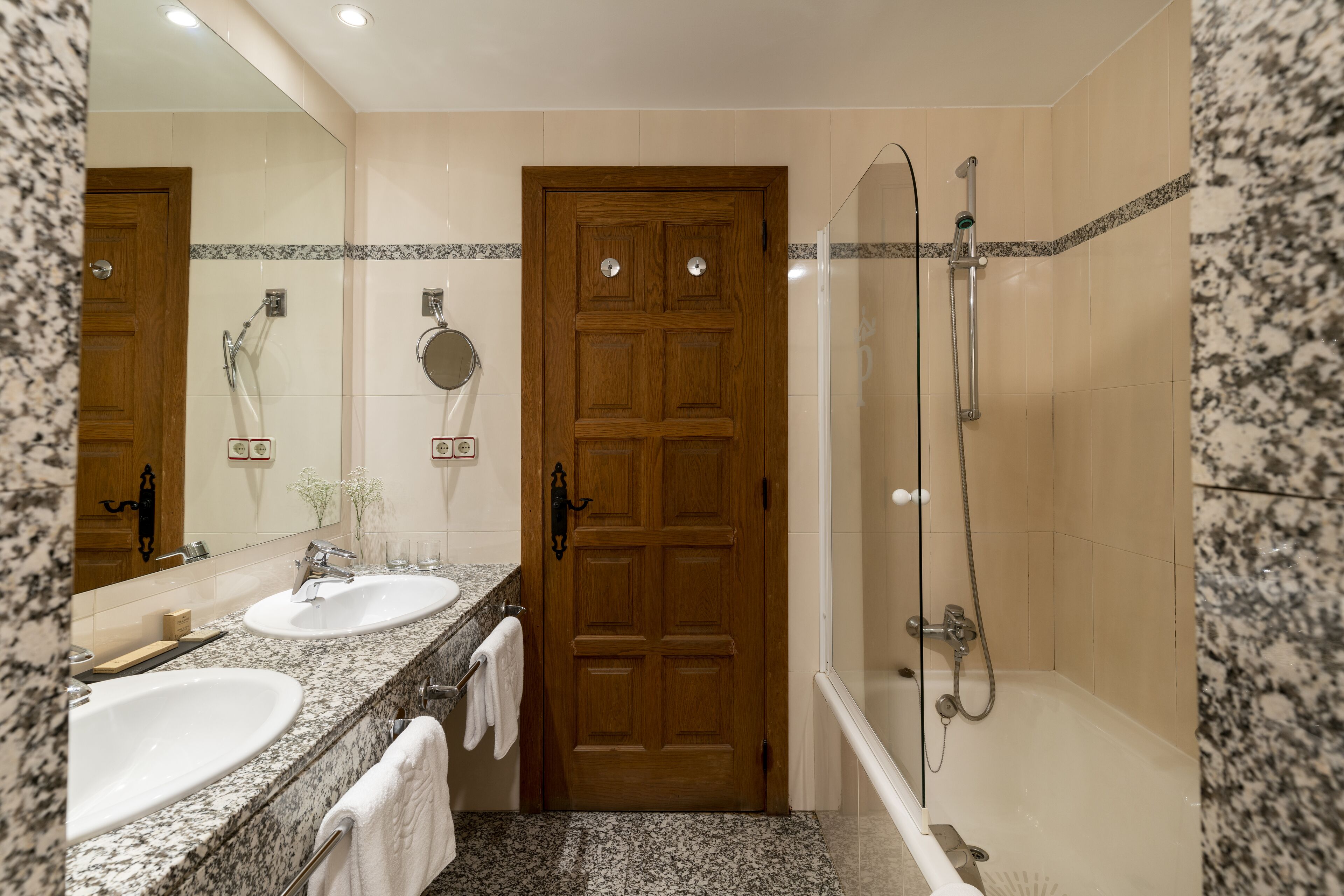 shower, eco-friendly toiletries, hair dryer, towels