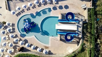 Indoor pool, outdoor pool, pool umbrellas, sun loungers