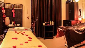 Sauna, hot tub, body treatments, aromatherapy, body wraps, body scrubs