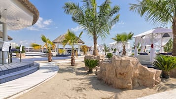 Private beach, motor boating