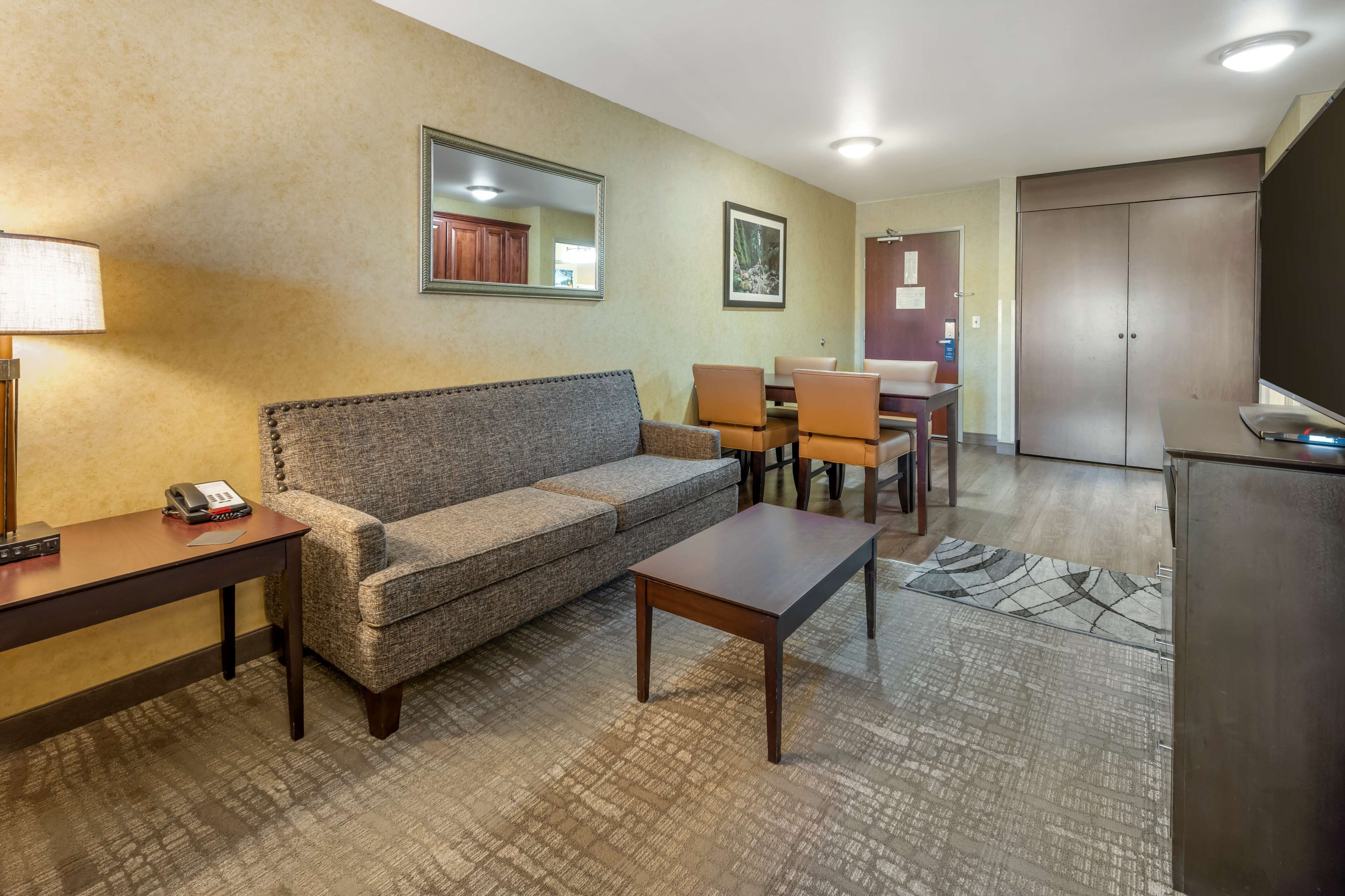 1 bedroom, desk, laptop workspace, iron/ironing board