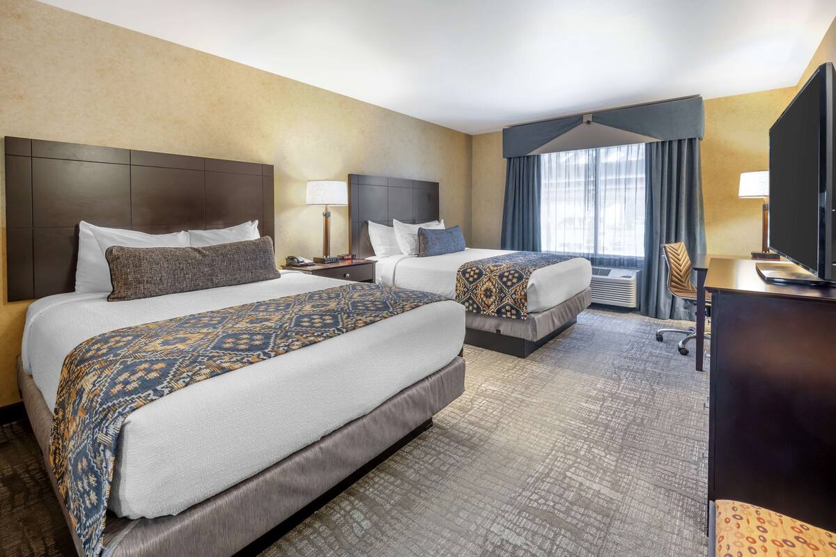 1 bedroom, desk, laptop workspace, iron/ironing board