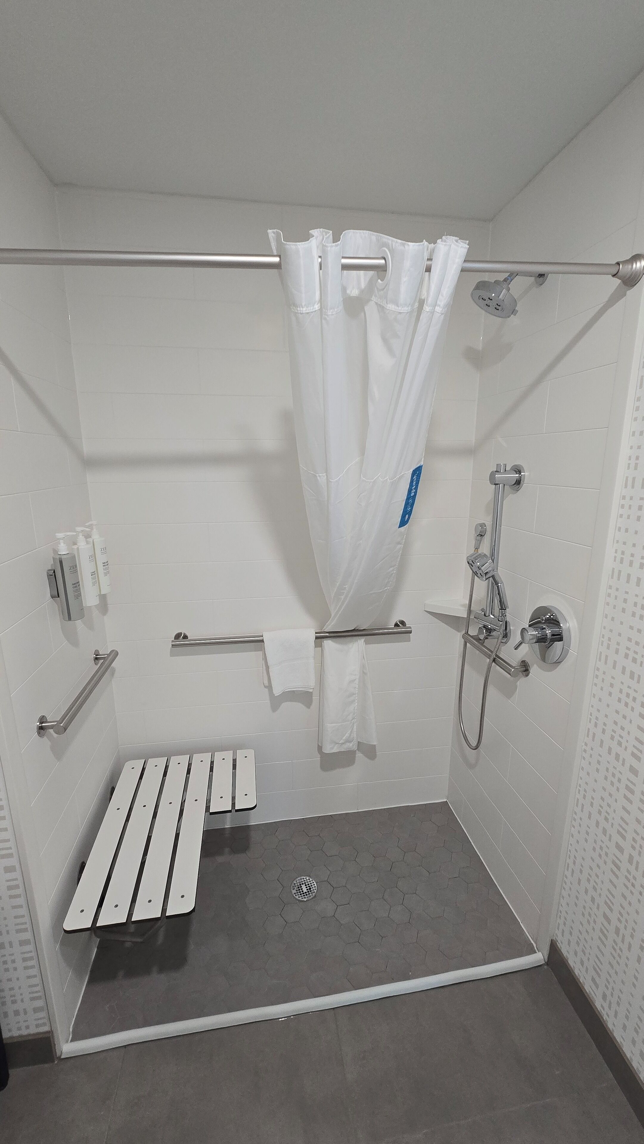 studio, 2 queen beds, accessible, non smoking (mobility & hearing, roll-in shower) | bathroom | free toiletries, hair dryer, towels
