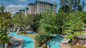 Indoor pool, seasonal outdoor pool, pool umbrellas