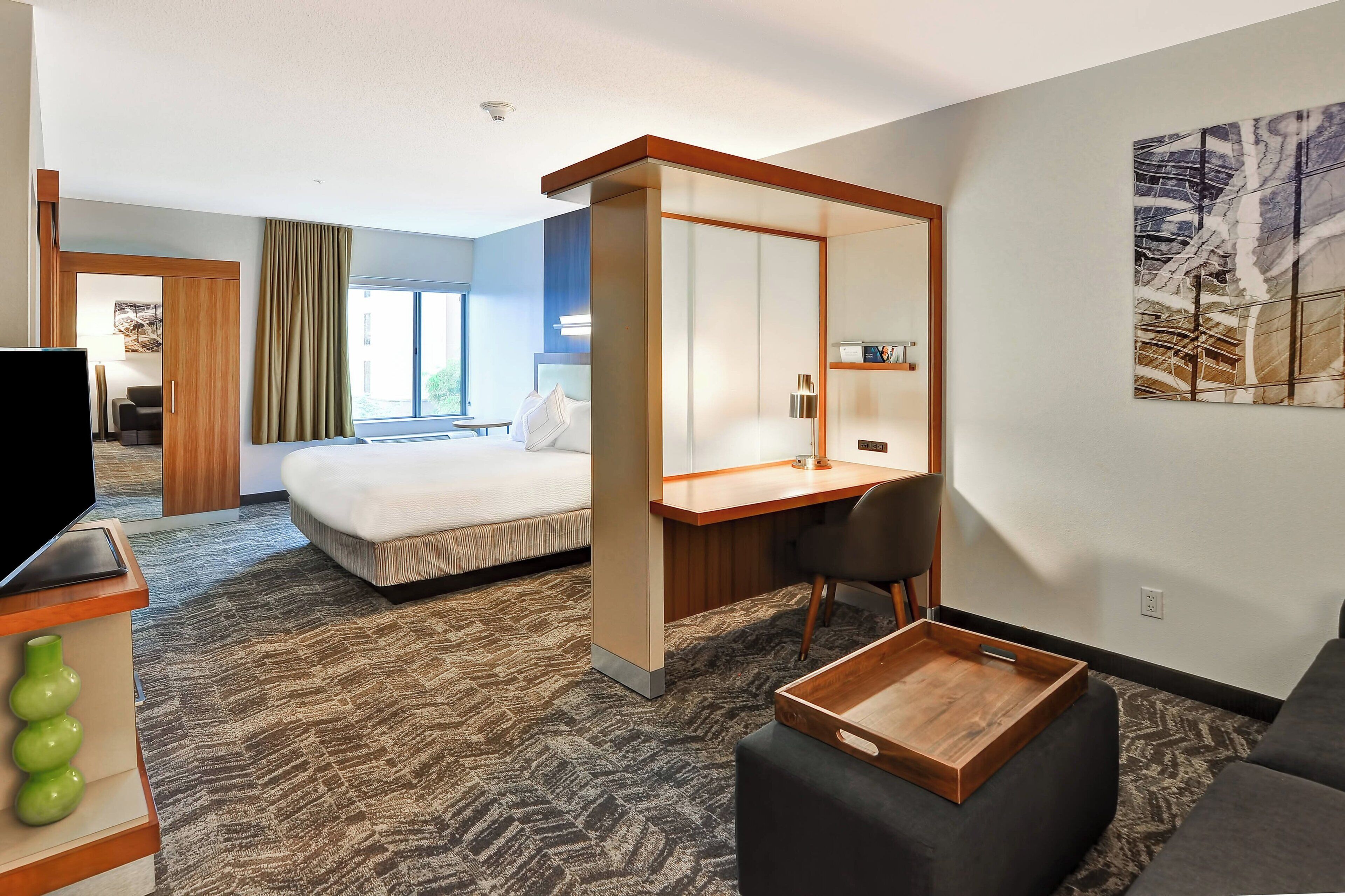 studio, 1 king bed with sofa bed, non smoking | living area | flat-screen tv