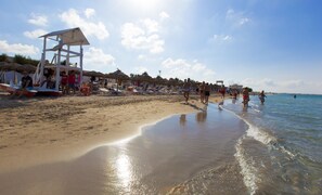 Private beach nearby, sun loungers, beach umbrellas, beach bar