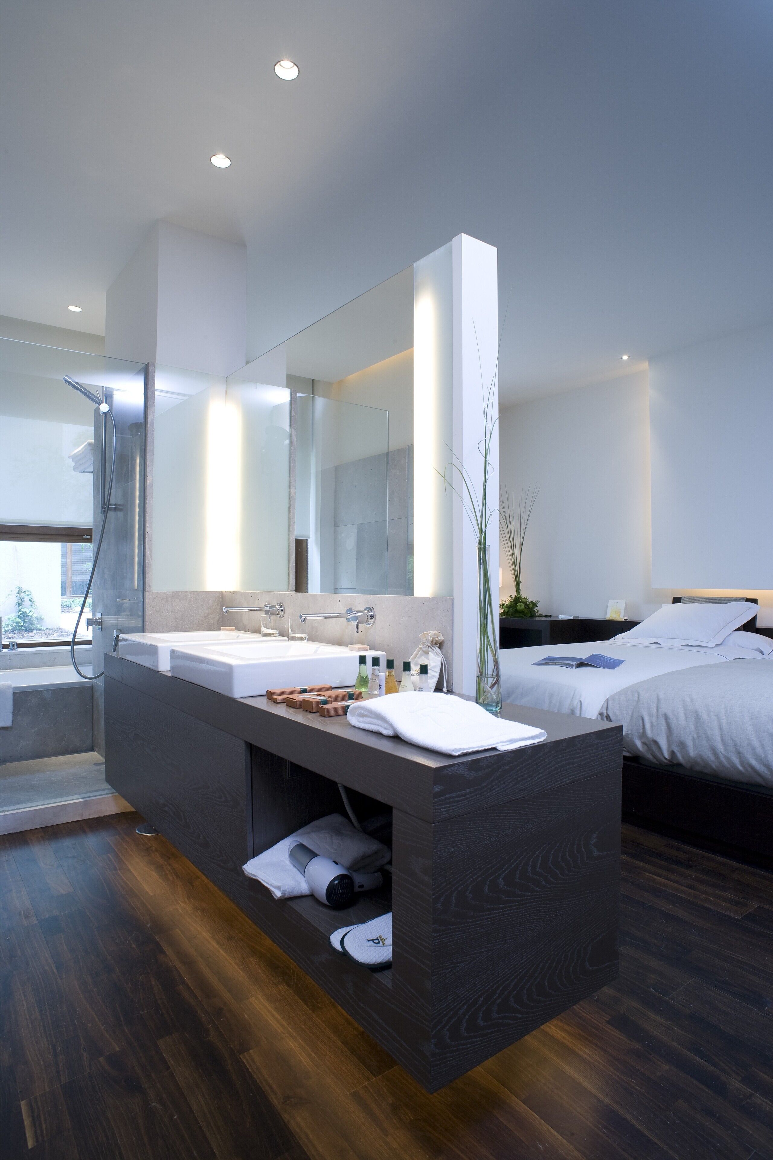 free toiletries, hair dryer, towels