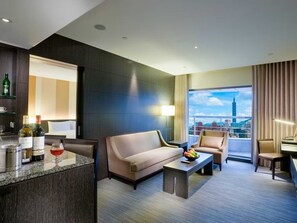 Suite, 1 King Bed, City View | Living area | 75-inch LED TV with digital channels, TV - Park Taipei Hotel (Taipei)