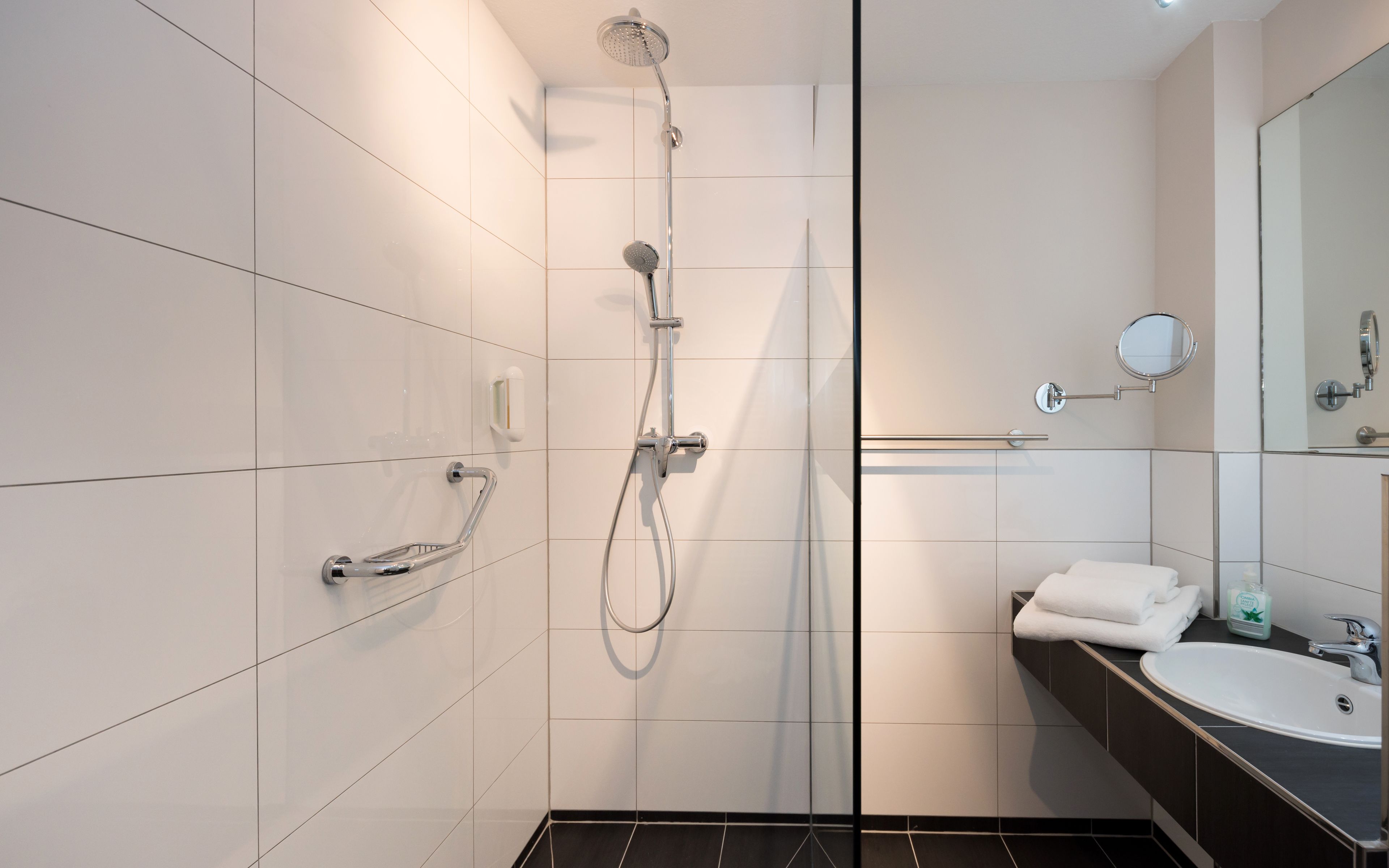room | bathroom | shower, free toiletries, hair dryer, towels