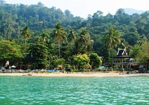 On the beach, beach umbrellas, beach towels