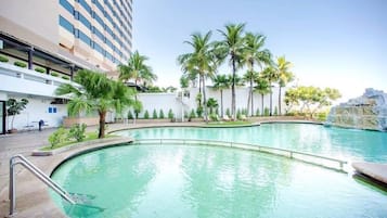 Outdoor pool, open 7:00 AM to 6:30 PM, sun loungers