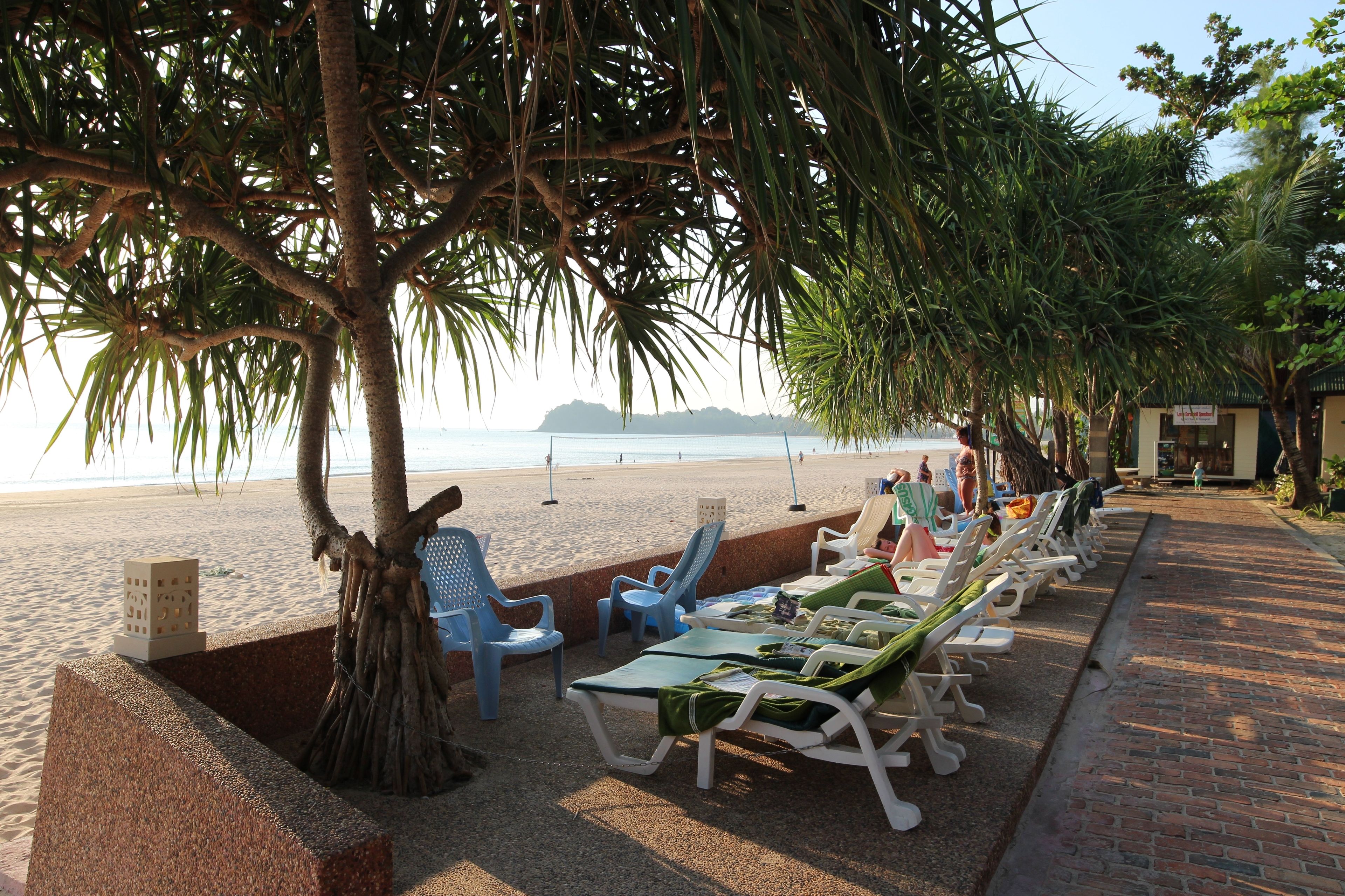 On the beach, beach towels, beach bar