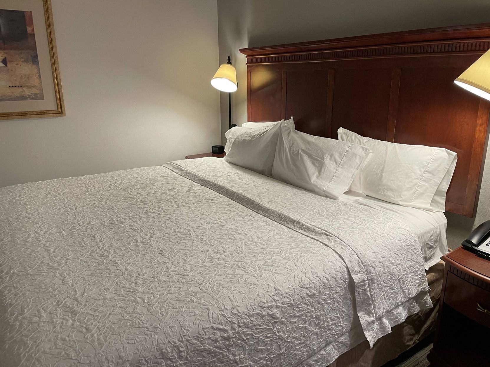 Select Comfort beds, desk, blackout drapes, iron/ironing board