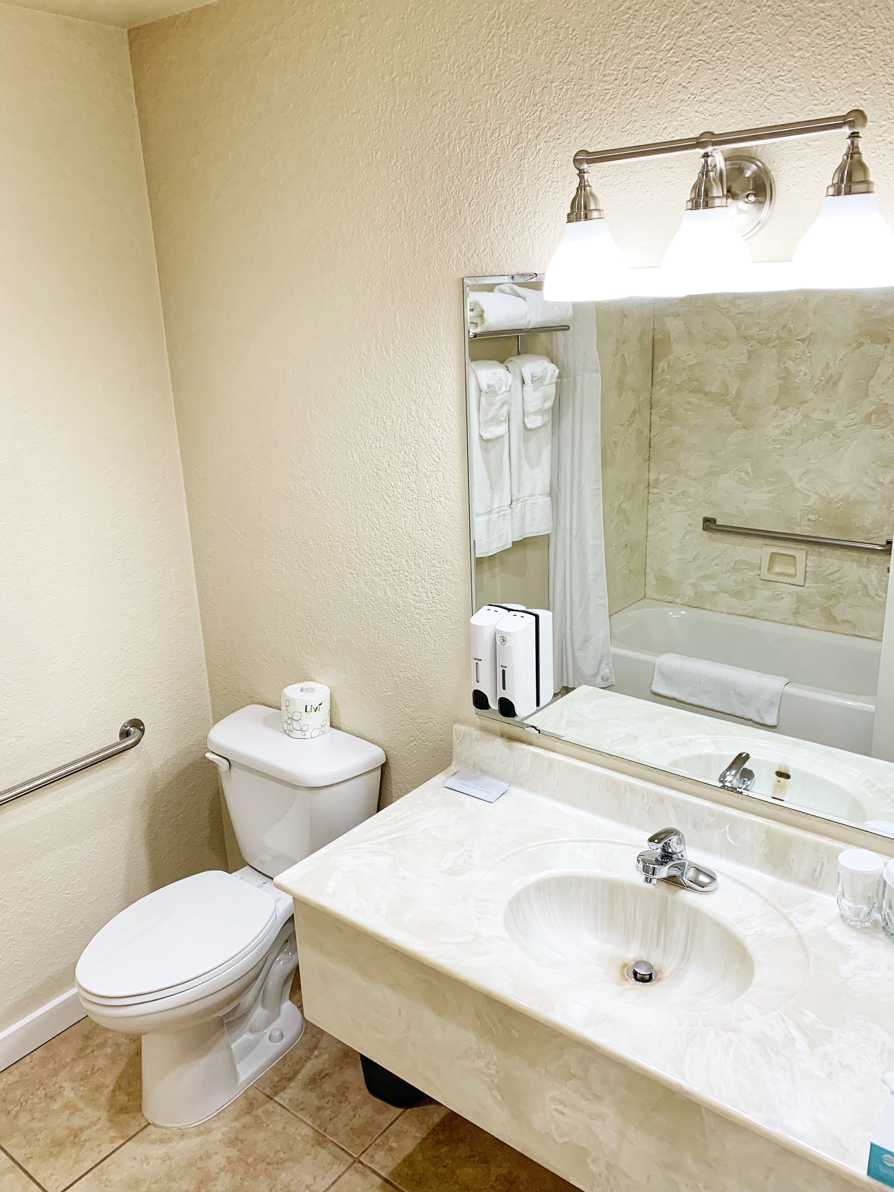 free toiletries, hair dryer, towels, soap