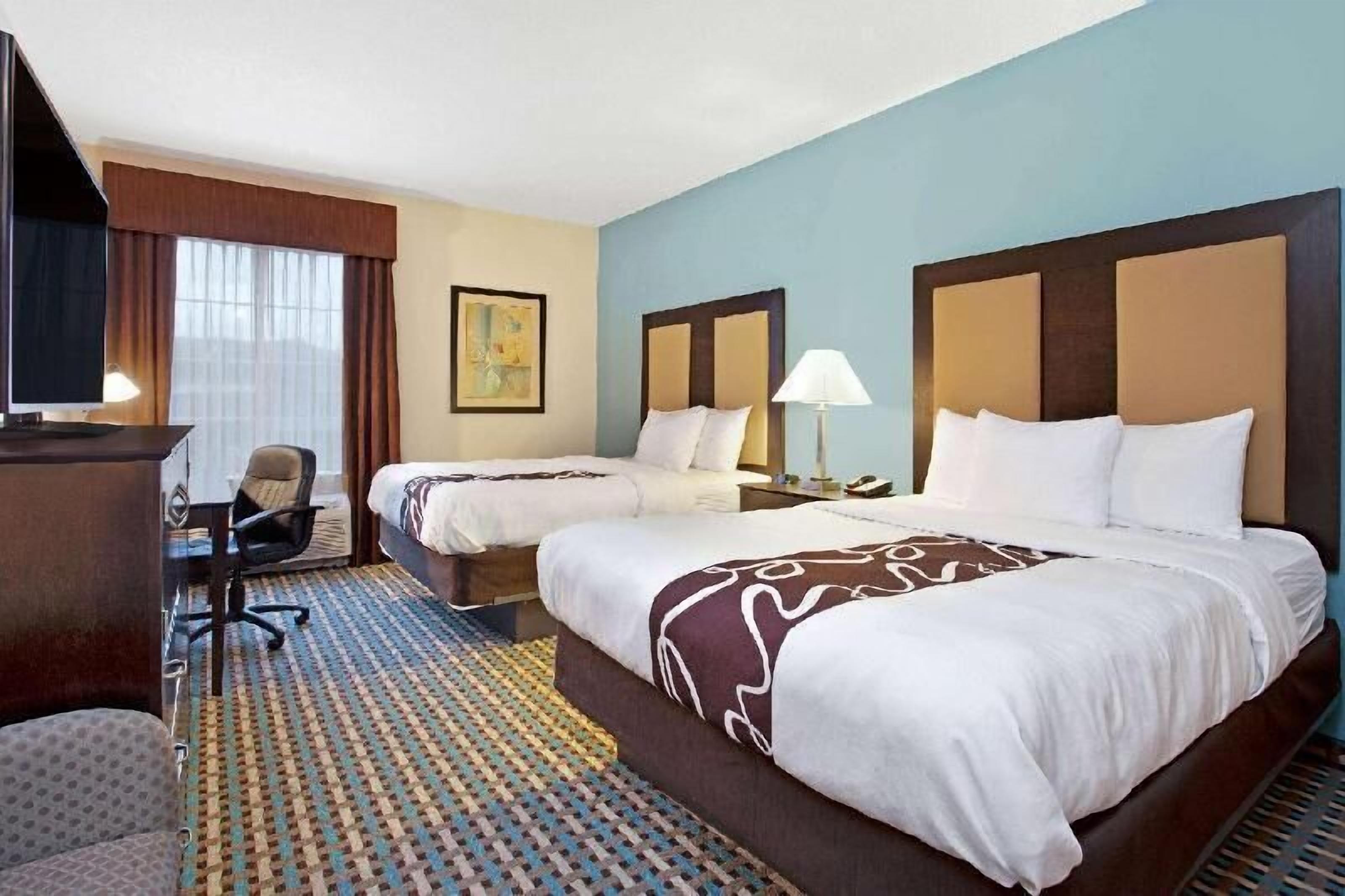 Pillowtop beds, desk, laptop workspace, iron/ironing board