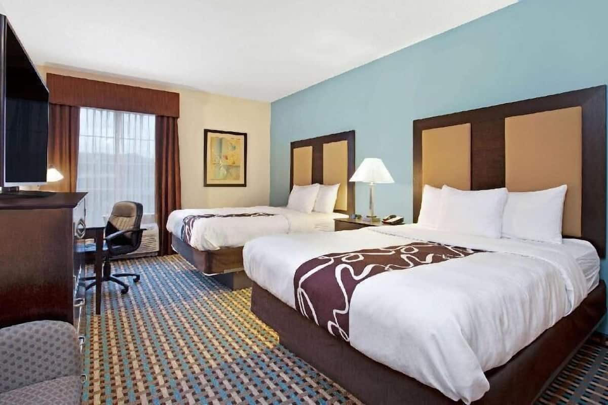 Pillowtop beds, desk, laptop workspace, iron/ironing board