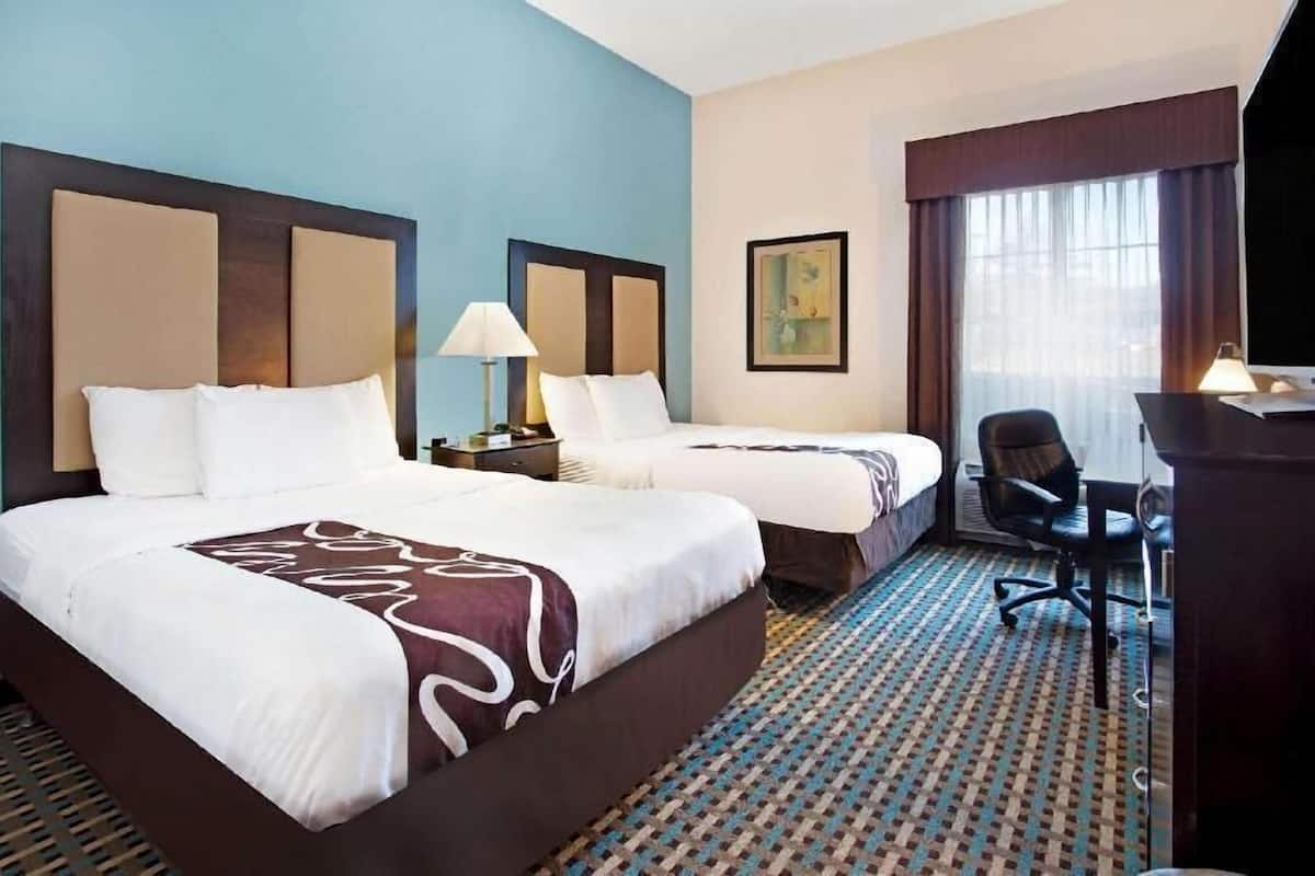 Pillowtop beds, desk, laptop workspace, iron/ironing board