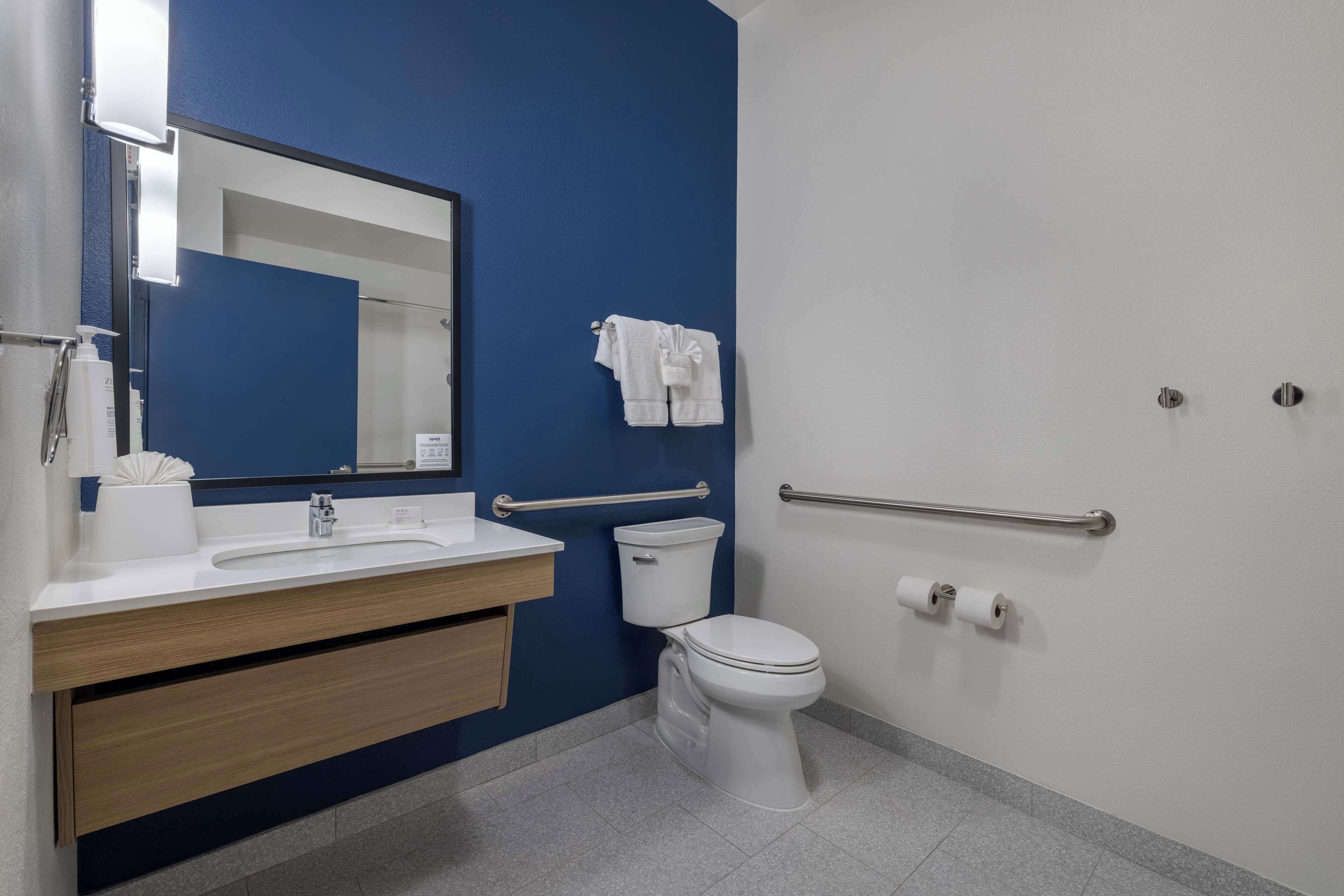 room, 1 king bed, accessible (mobility & hearing) | bathroom | combined shower/bathtub, hair dryer, towels