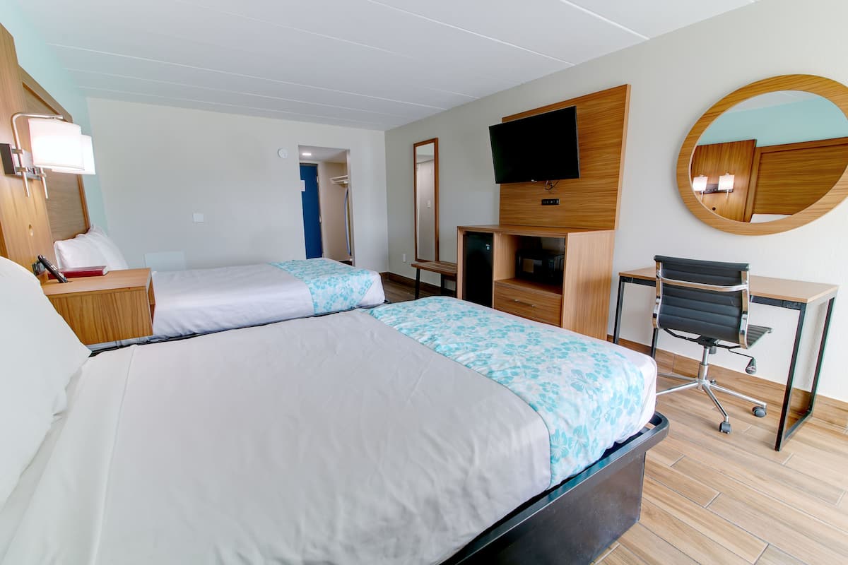 Standard Room, 2 Double Beds, Non Smoking, Balcony | Laptop workspace, iron/ironing board, free WiFi, bed sheets