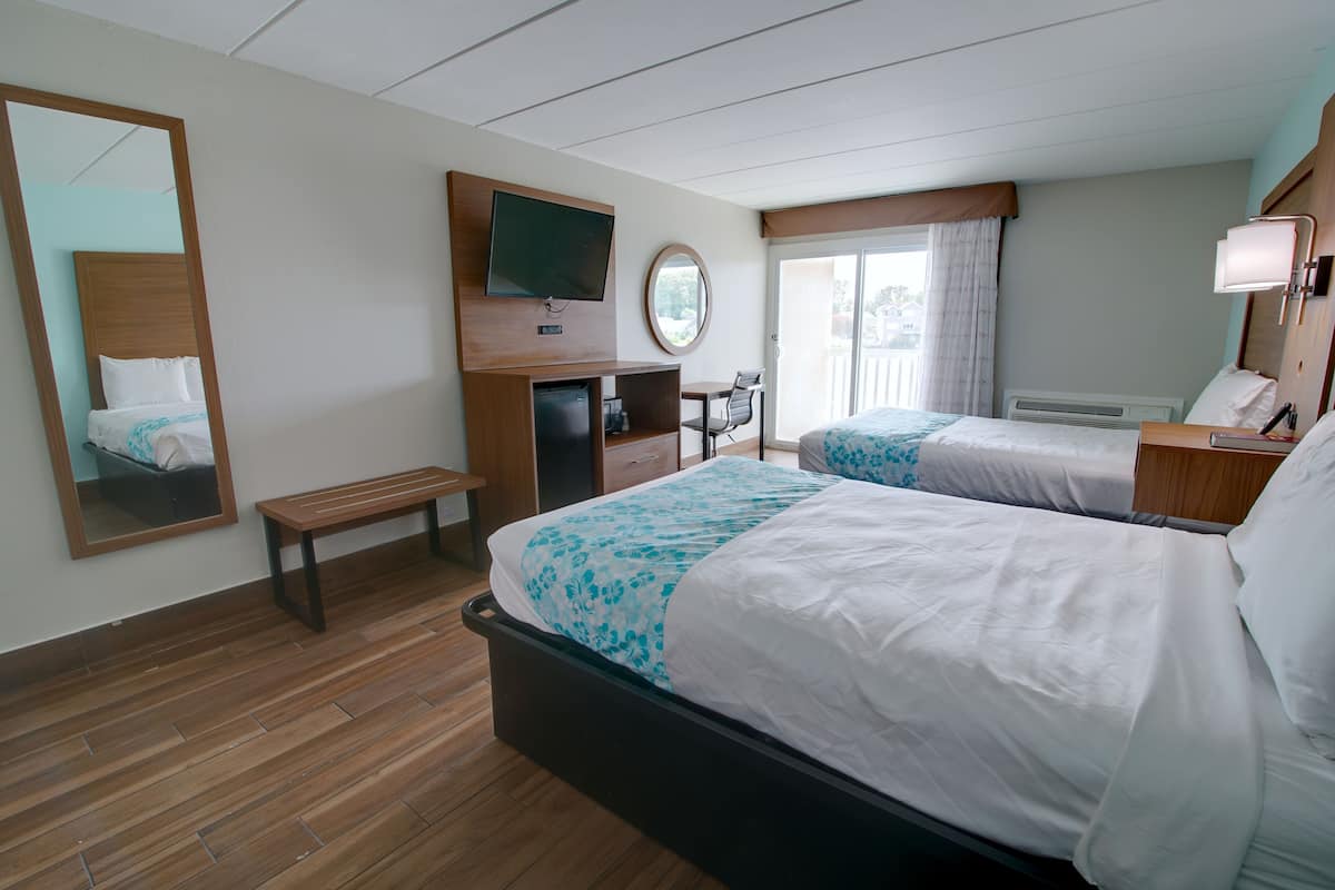 Standard Room, 2 Double Beds, Non Smoking, Balcony | Laptop workspace, iron/ironing board, free WiFi, bed sheets