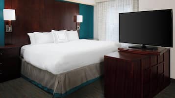 Premium bedding, desk, blackout drapes, iron/ironing board