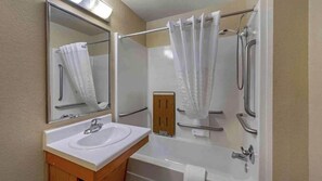 Room, Non Smoking, Kitchen (1 Full Bed, ADA/Tub) | Bathroom | Combined shower/tub, hair dryer, towels, soap